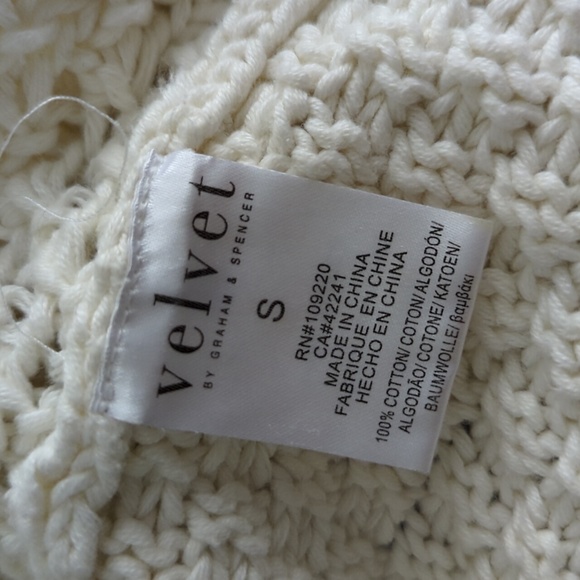 Velvet by Graham & Spencer, S, cream cable knit bubble sweater - Picture 4 of 4